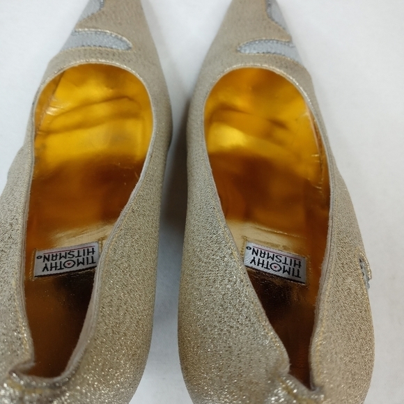 Timothy Hitsman women's 4" heel pumps. Gold, silve - Picture 9 of 12